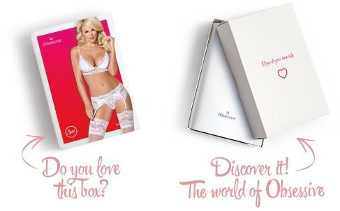 Кружевной комплект белья Obsessive 810-SEG-1 L/XL White, бюстгальтер, стринги, пояс для чулок