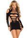Мини-платье Leg Avenue Shredded cut-out mini dress, One Size, черное, длинный рукав, фигурные вырезы