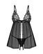 Сорочка беби-долл Obsessive Blomentis babydoll & thong, XL/2XL, кружевной лиф, стринги в комплекте
