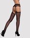 (SALE) Сітчасті панчохи-стокінги з квітковим малюнком Obsessive Garter stockings S207 S/M/L, чорні, імітаці