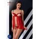 Прозрачный пеньюар с открытой грудью CHERRY CHEMISE red L/XL - Passion Exclusive, трусики