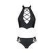 Комплект из экокожи Passion NANACY BIKINI 4XL/5XL black, бра и трусики с имитацией шнуровки