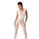 Бодистокинг Passion BS052 white, комбинезон, имитация корсета с подтяжками, чулок и трусиков