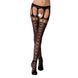 Эротические колготки-бодистокинги Passion S025 One Size, Black, имитация ажурных чулочков с пояском