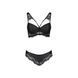 Комплект з еко-шкіри та мережива Passion LOONA SET L/XL, black, бра і трусики