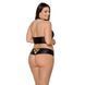 Комплект из экокожи Passion NANACY BIKINI 4XL/5XL black, бра и трусики с имитацией шнуровки