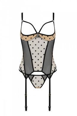 Корсет Passion MARINA CORSET, S/M, beige, з відкритими чашками