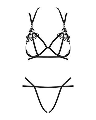 Эротический комплект из стреп Obsessive Badossa 2-pcs set S/M, черный, с доступом