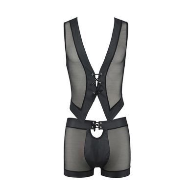 Комплект мужского белья на шнуровке Passion 053 SET WILLIAM L/XL Black, жилет, боксеры
