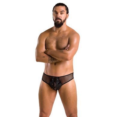 Мужские трусы со шнуровкой Passion 035 SLIP RICHARD S/M Black, экокожа, сетка