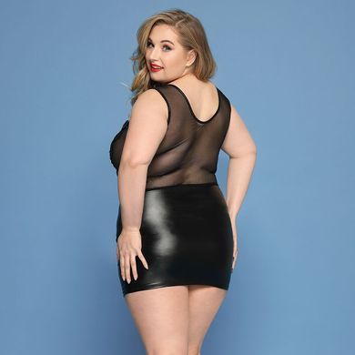 Елегантна сукня JSY &laquo;Леді Софія&raquo; Plus Size, black, дрібна сітка, вишивка, екошкіра