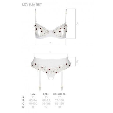 Сексуальний комплект з поясом для панчіх Passion LOVELIA SET S/M, white