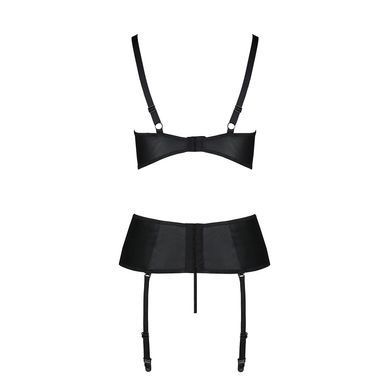 Корсет з відкритими грудьми Passion JANNIES CORSET S/M black, стрінги в наборі