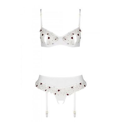Сексуальний комплект з поясом для панчіх Passion LOVELIA SET S/M, white