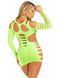 Мини-платье Leg Avenue Shredded cut-out mini dress, One Size, салатовое, фигурные вырезы
