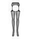 Сетчатые чулки-стокинги с цветочным рисунком Obsessive Garter stockings S207 XL/XXL, черные, имитаци