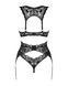 (SALE) Комплект белья Obsessive Donna Dream 3-pcs set XS/S Black, бюстгальтер, стринги, пояс для чулок