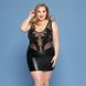 Елегантна сукня JSY &laquo;Леді Софія&raquo; Plus Size, black, дрібна сітка, вишивка, екошкіра