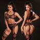 Комплект бодистокинг JSY &laquo;Твоя Луиза&raquo; One Size, Black, топ, чулки-стокинги, имитация гартеров, сетка