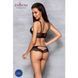 Комплект из эко-кожи с кружевом Passion LOONA SET S/M, black, бра и трусики