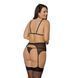 Корсет із пажами Passion AMBERLY CORSET 6XL/7XL, black, асиметричний крій, мережива, стрінги
