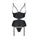 Корсет з відкритими грудьми Passion JANNIES CORSET S/M black, стрінги в наборі