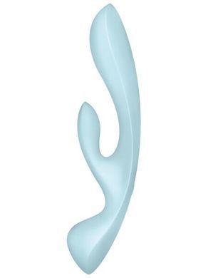 Двосторонній вібратор-кролик Satisfyer Triple Oh Light Blue, 3 мотори, руків&rsquo;я-масажер