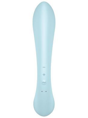 Двосторонній вібратор-кролик Satisfyer Triple Oh Light Blue, 3 мотори, руків&rsquo;я-масажер