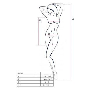 Бодистокинг-платье с глубоким воротом Passion BS093 black, длинные рукава