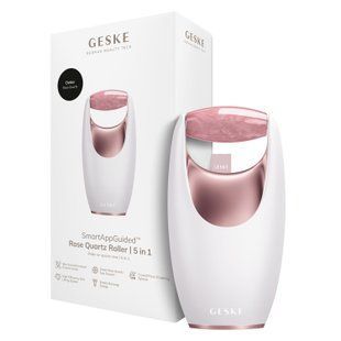 Ролер-масажер для обличчя з рожевим кварцом GESKE SmartAppGuided Rose Quartz Roller 5in1 starlight