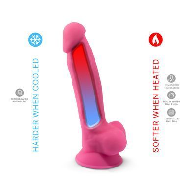 Фалоімітатор SilexD Johnny Pink Glow in the dark, двошаровий, силікон+Silexpan, діаметр 3,5см