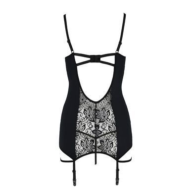 Сорочка приталенная с пажами PAULINE CHEMISE black S/M - Passion, трусики