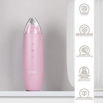 Мікродермабразійний пристрій для видалення чорних цяток GESKE MicroDermabrasion Blackhead Remover 7в1 pink