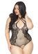 Тедді з відкритим доступом Leg Avenue Net lace crotchless teddy 1X&ndash;2X Black, шнурівка на спині