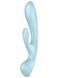 Двосторонній вібратор-кролик Satisfyer Triple Oh Light Blue, 3 мотори, руків&rsquo;я-масажер