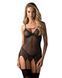 Корсет Obsessive Novenes corset & thong, XS/S, прозрачный, открытая спина, стринги в комплекте