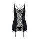 Сорочка приталенная с пажами PAULINE CHEMISE black S/M - Passion, трусики