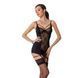 Сорочка приталенная с пажами PAULINE CHEMISE black S/M - Passion, трусики