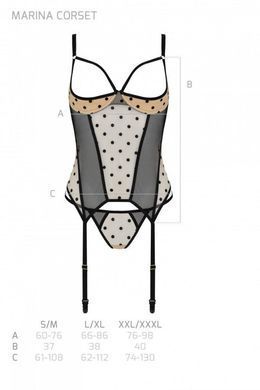 Корсет Passion MARINA CORSET, XXL/XXXL, beige, с открытыми чашками