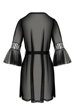 Пеньюар Passion LEAFA PEIGNOIR black S/M, длина чуть выше колена, широкие рукава, завязывается на пояс