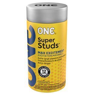 Презервативы ONE Super Studs, 12 шт, с точечным рельефом, со смазкой, подарочная упаковка-тубус