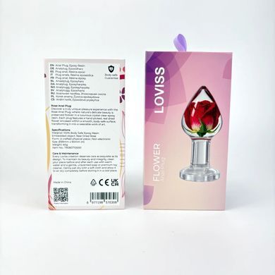 Роскошная анальная пробка Loviss Rose Anal Plug с настоящей розой внутри
