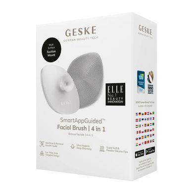 Щітка для обличчя GESKE Facial Brush 4в1 з тримачем white