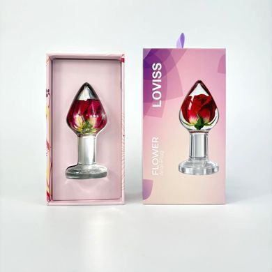 Роскошная анальная пробка Loviss Rose Anal Plug с настоящей розой внутри