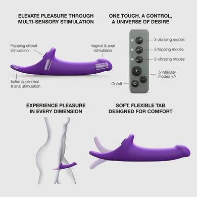 Вибронасадка для страпона с вакуумной стимуляцией Strap-On-Me Multi Orgasm Dildo L Purple