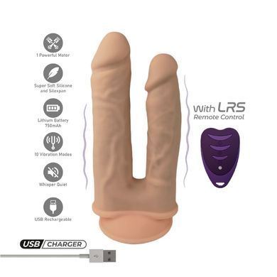 Подвійний фалоімітатор з вібрацією SilexD Double Gusto Vibro Flesh (Model 1 size 8" & 7") + LRS, діа