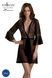 Пеньюар Passion LEAFA PEIGNOIR black S/M, длина чуть выше колена, широкие рукава, завязывается на пояс