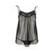 Сорочка прозрачная беби-долл Passion MELANIA CHEMISE XXL/XXXL, black, трусики, на тонких бретелях