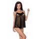 Сорочка прозрачная беби-долл Passion MELANIA CHEMISE XXL/XXXL, black, трусики, на тонких бретелях