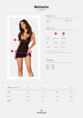 Сорочка Obsessive Bellastia chemise & thong XL/2XL